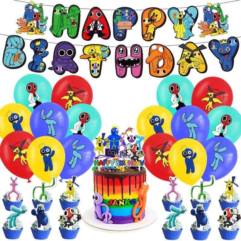 Rainbow Friend 2 Birthday Party Set Decorate With Vibrant Rainbow Theme Includes Cake Topper, Balloons, And More!
