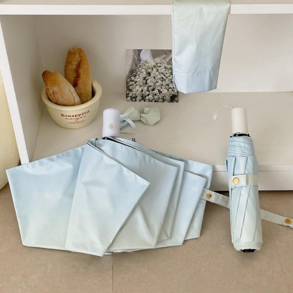 Compact Bow-knot 3-Folding Sun Umbrella Black Coated Protection Salt-Type Gradient UV Protection Sun Umbrella UPF 50+ Windproof