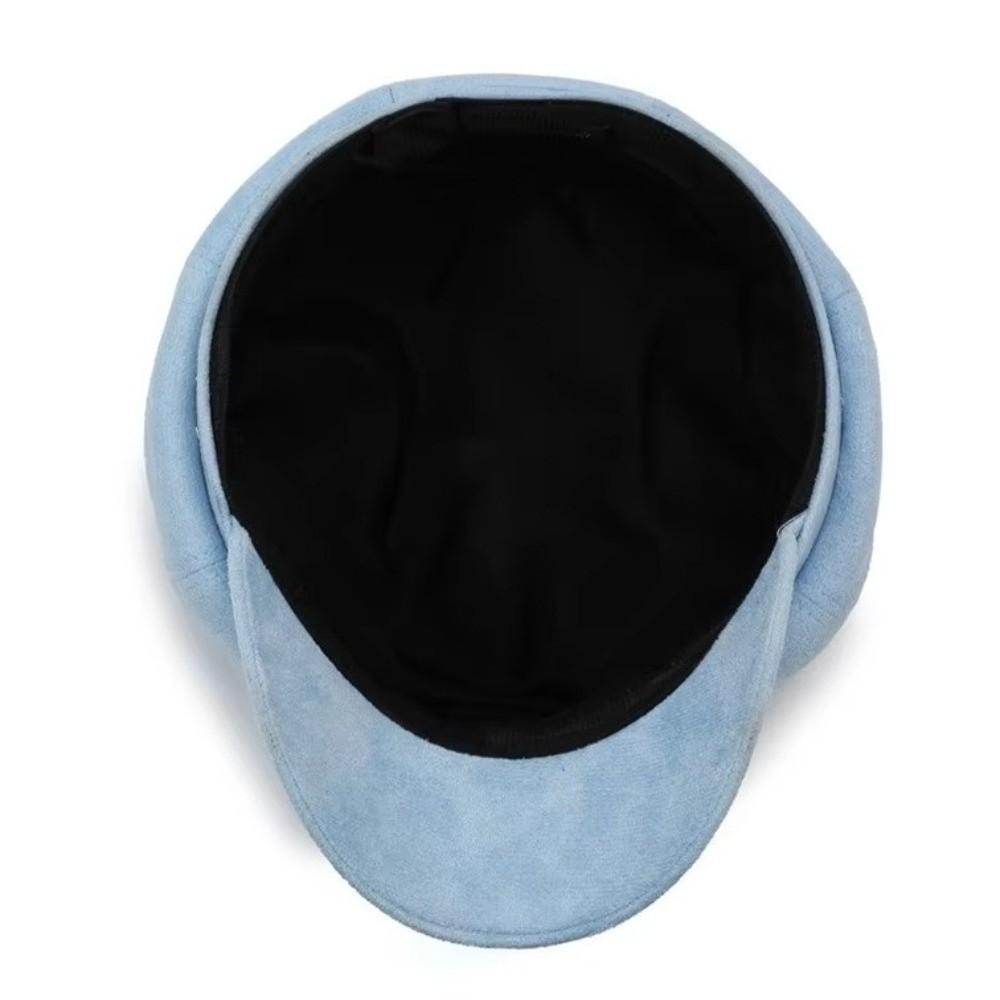 Adjustable Newsboy Cap Solid Color Octagonal Hat Casual Cat Ear Beret Women