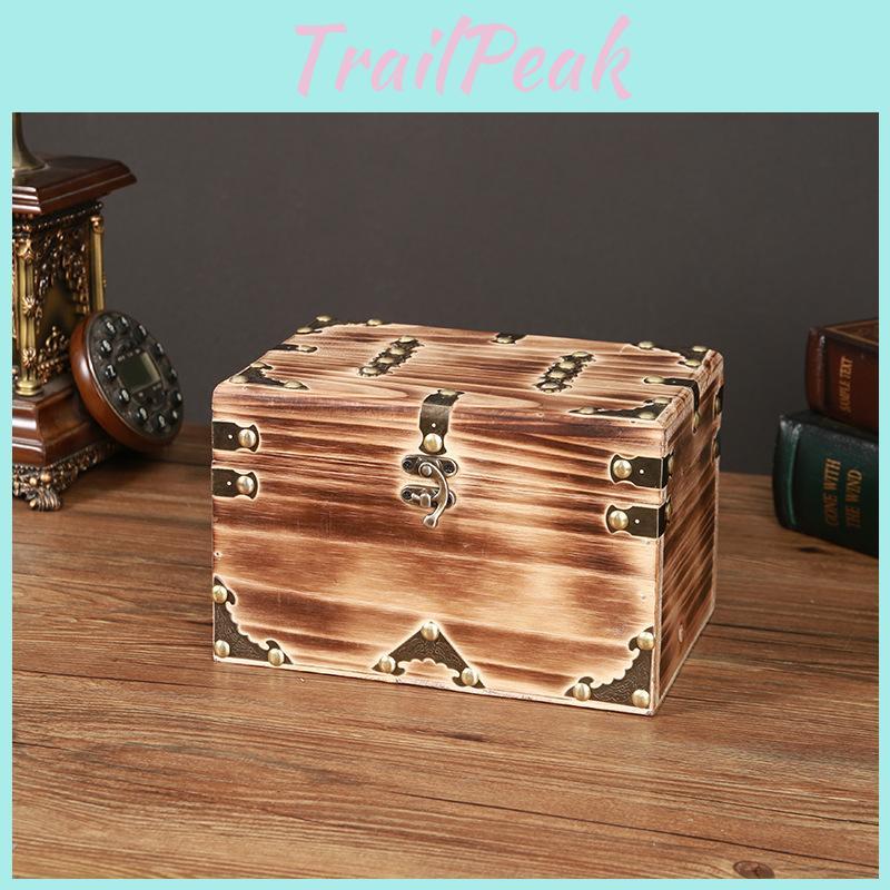 Organizer Vintage Wooden Box With Latch For Desktop Storage Decoration Gift