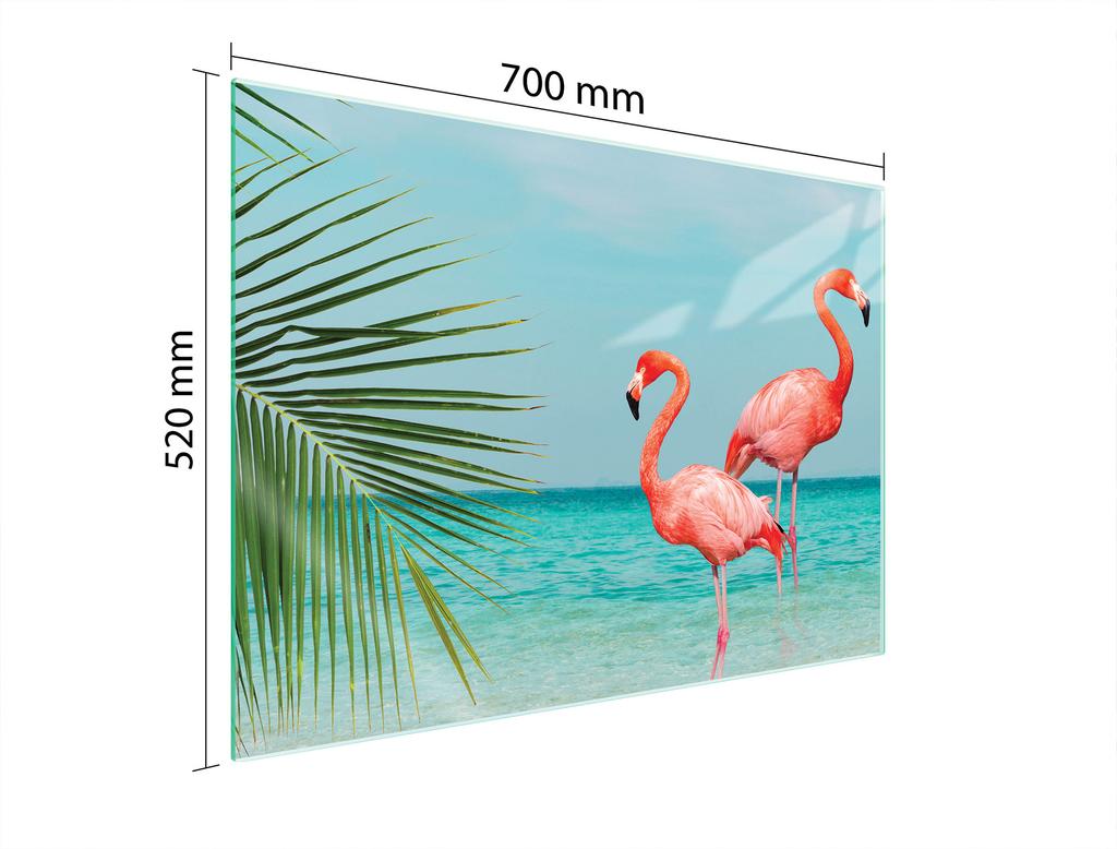 PLAQUE DE PROTECTION EN VERRE POUR PLAQUE DE CUISSON 70x52 FLAMANT ROSE