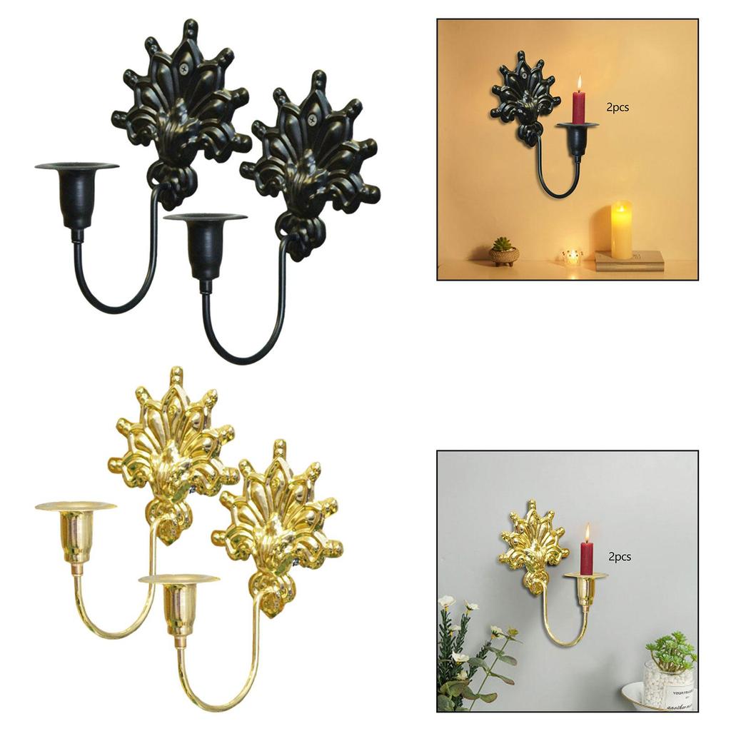 Iron Wall Candle Sconces Set French Vintage Retro Candlestick Holders Decorative Candle Rack for Hallway Art Corridor Decor