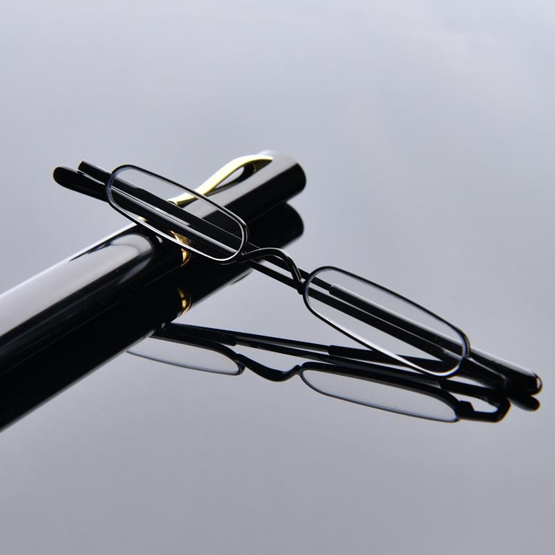 Elegant Portable Mini Reading Glasses Men Metal Frame Pen Box Ultra-Thin Women Ultra Light Presbyopia Eyeglasses With Box