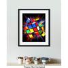 Govivo Exploding Rubik's Cube - Wall Art Decor Print with a Black Background - Unframed Artwork Printed On Photograph Paper
