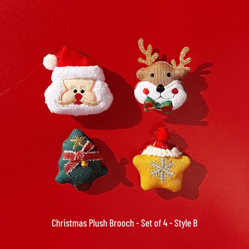 Women’s Cute Christmas Plush Doll Brooch - Festive Pin for Sweaters, Scarves, or Bags