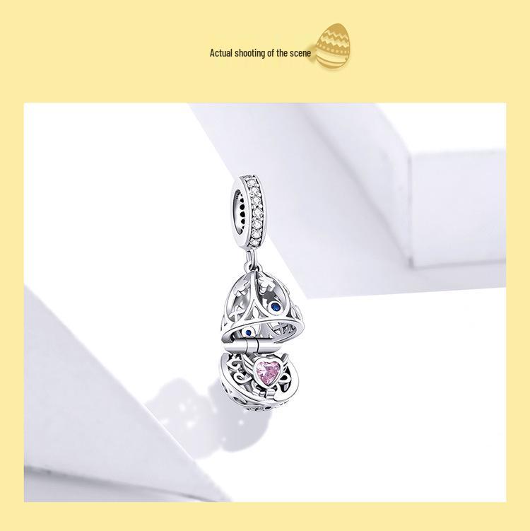 Ziyun Silver S925 Easter Egg Pendant: Fashionable, Openable, DIY Beaded Accessory SCC1465