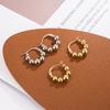 Exquisite Geometric Round Gold Color Stainless Steel Beaded Drop Dangle Earrings for Women Temperament Party Jewelry Accessory