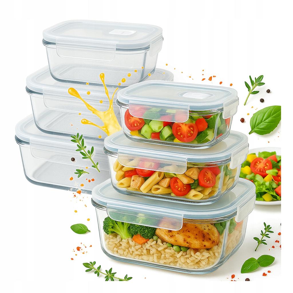 FOOD CONTAINER 3x Set of Rectangular Containers LUNCHBOX For Work Lunch