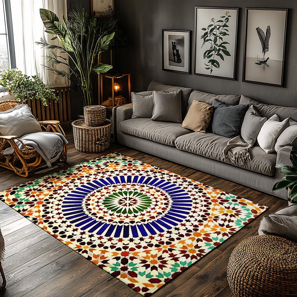 Moroccan Area Rug Vintage Persian Carpet Bohemian Floor Mat Home Decor Living Room Bedroom Kilim Non Slip Washable