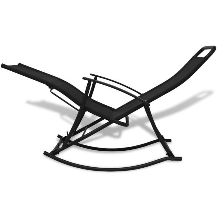 Chaise à bascule - Yoshihiro - Noir - Acier - Textilène - Pliable