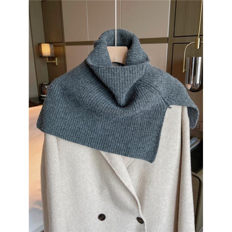 Scarf women's winter new fashion outer pullover scarf women's solid color neck cover wool knitted sweater shawl