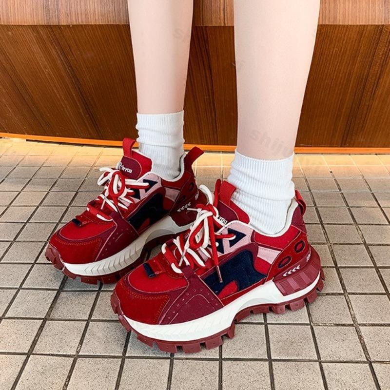 Fashion Fashion Trend Casual Thick Soled Shoes for Women's 2025 New Autumn Color Blocked Comfortable Versatile Low Top Platform sneakers