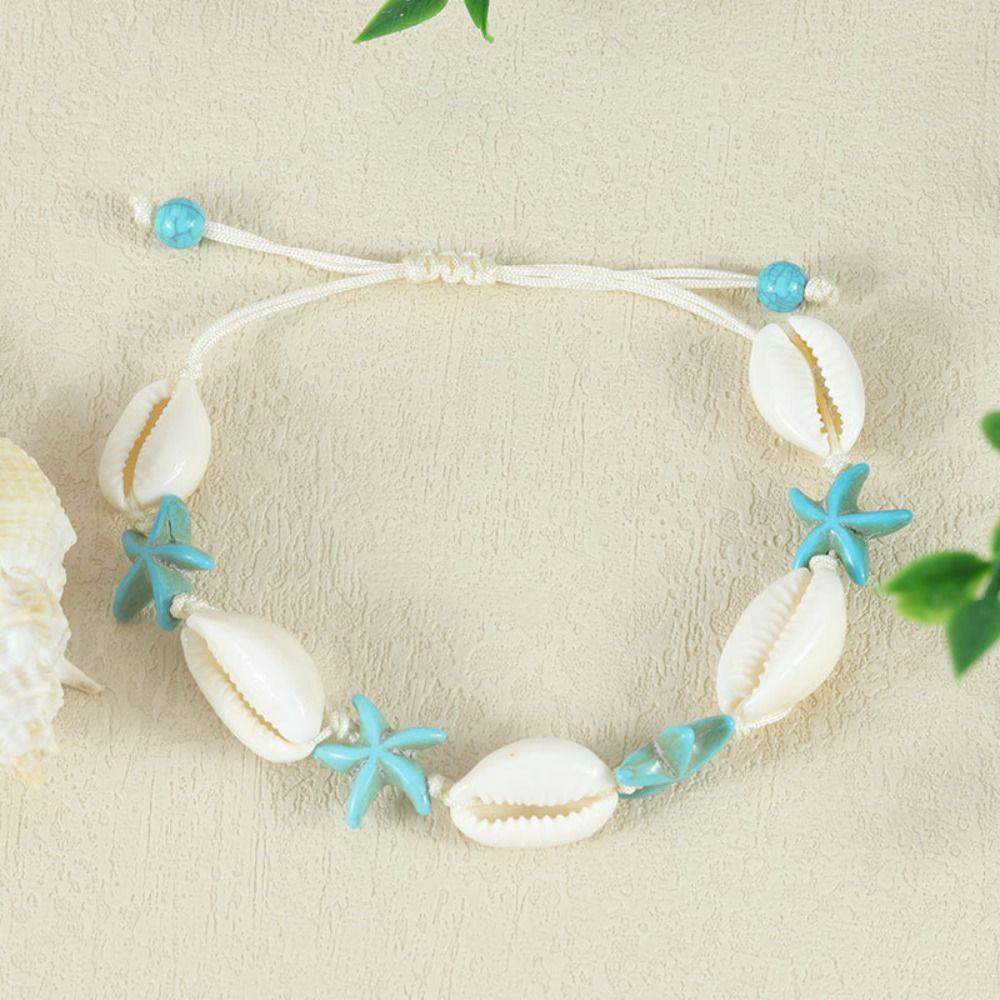 Sea Series Starfish Beaded Bracelet Jewelry Shell Beaded Handstring Turtle Woven Bracelet  Couple