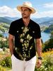 [Print Design – Not Textured] Men'S Dark Night Gilded Butterfly Print Shirt, Aesthetically Restrained Light Luxury Short Sleeve, Suitable As a Gift,