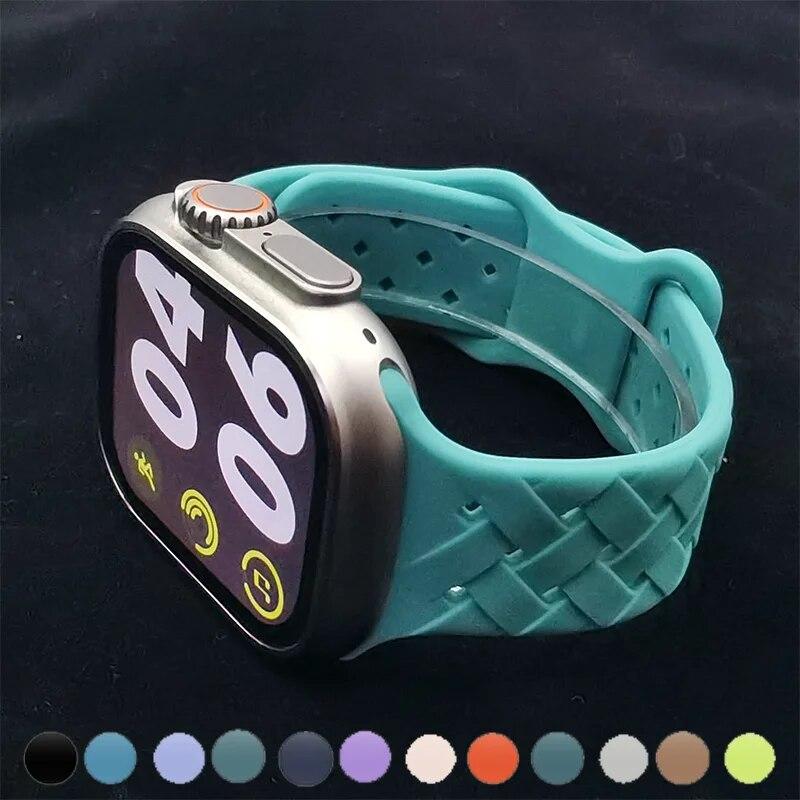 

Силиконовый ремешок для Apple Watch, ремешок 44 мм, 45 мм, 40 мм, 41 мм, 42-38 мм, 45 мм, спортивный браслет iwatch series 8, 7, 6, 5, 4, 3 SE 9 Ultra 2, 49 мм