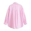 2024 New Women's Clothing Minimalist Stripes Poplin Long Sleeves Asymmetric Lapel Loose Side Slit Shirt 2637589