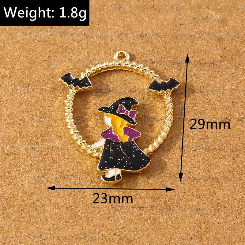 10pcs Enamel Halloween Pumpkin Witch Charm Pendants for Necklace Earrings DIY Bracelet Handmade Jewelry Making Accessories