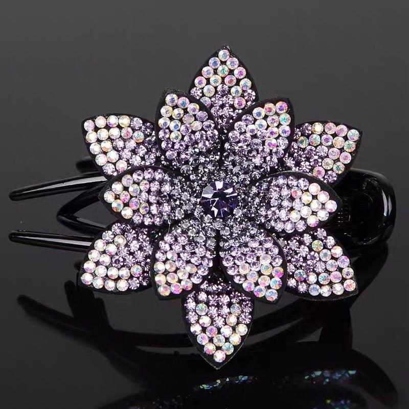 1PC Neue Blume Strass Schwalbenschwanz Clip Große Elegante Runde Haar Blume Haar Clip
