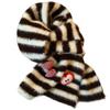 Apple Bow Red Striped Plush Knitted Scarf Women's Autumn and Winter Korean Atmosphere Warm Neck Scarf