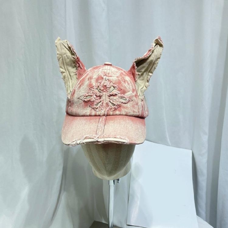 Distressed Dog Ear Casquettes Hat 2000S Cool Baseball Hat Breathable Sun Hat Long Brims Hiphop Dancing Hat for Adult Teens