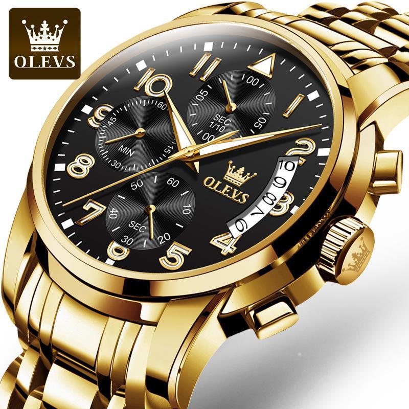 Analog Watch Men Luxury Golden Quartz Wristwatch Stainless Steel Waterproof Watches Luminous Relogio Masculino