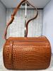 Italian Leather Crocodile Embossed Shoulder Bag with Flap LPR15 (Orange Brown) Travel Shoulder Bag