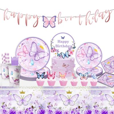 Butterfly Party Supplies Birthday Decorations Valentine'S Day Butterfly Theme Arrangement Props Banners Disposable Tableware