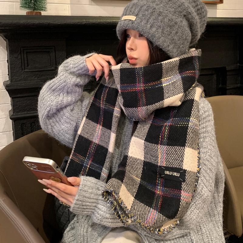 Women Winter Knitted Scarf Headscarf Ladies Men Casual Preppy Plaid Warm Scarve Mujer Male Foulard Wrap Shawl New Unisex Vintage