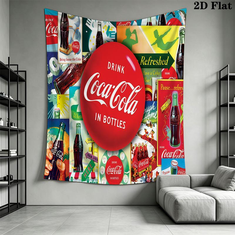Cocacola Bottles Ice Bucket Tapestry Wallmounted Fashion Print Atmospheric Background Cloth Wall Decoration Wall Covering Decoration