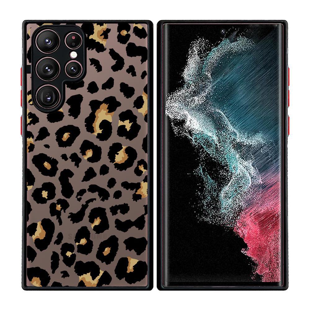 "Capa 2 em 1 para Celular com Estampa de Coração de Leopardo Pintado e Toque de Pele para Samsung S25 Ultra"
