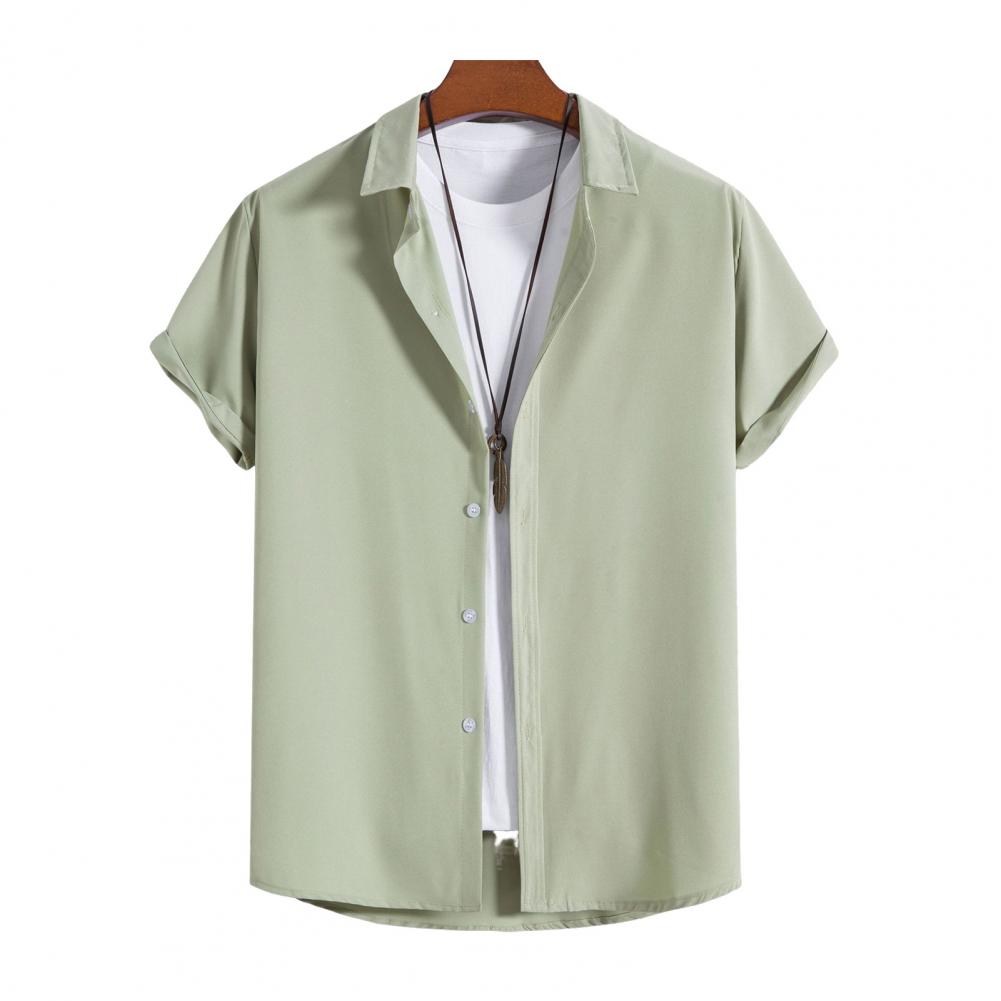 

Чоловіча весна-осінь сорочка з відкладним коміром, однобортна, однобортна, з коротким рукавом, вільний кардиган, офіційний діловий повсякденний щоденний одяг S зелений