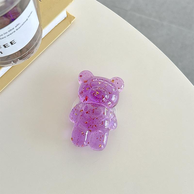 Transparent Bear Mobile Phone Airbag Bracket Gold Foil Back Sticker Creative Desktop Bracket Stable