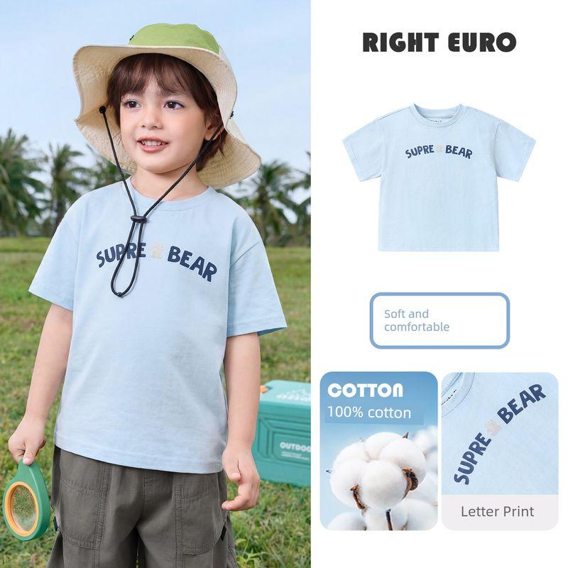 

Right-Ou Boys Cool Short-Sleeve T-Shirt 2026 Summer New Children s Clothing Antibacterial Thin Top for Kids and Babies Blue 120