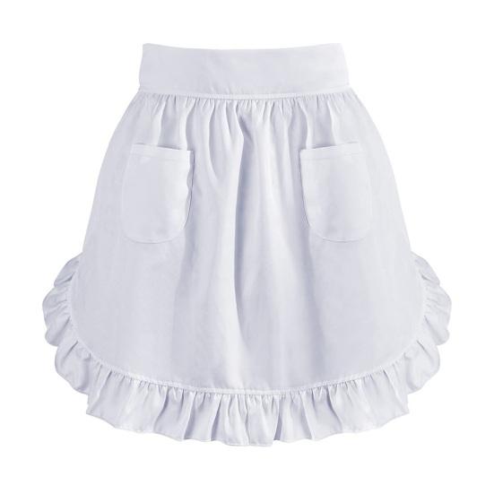 

Half Apron with Butterfly Bow & Pockets Lace Hem Waist Apron for Kitchen Coffee Shop Bistro Adjustable Ties Cafe Server Apron C