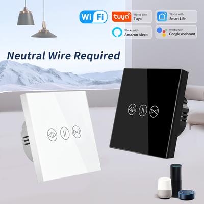 Tuya WiFi Smart Schalter EU/US Touch-Wandpanel für Rollladen und elektrische Jalousien, Neutralleiter, Smart Life APP Fern-Sprachsteuerung Alexa Google