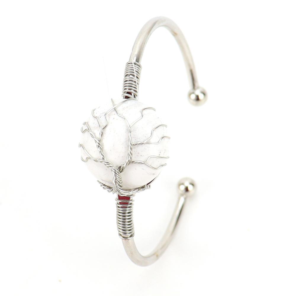 

Handmade Silver Wire Winding Round Rough Stone Crystal Amethyst Bracelet Bracelet Bracelet B67