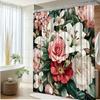 1Pc Floral Shower Curtain Elegant Flower Patterns Bathroom Decor Polyester Fabric With 12 Hooks 70.8X70.8 Inches