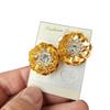 Ethnic Flower Rhinestone Gold Stud Earrings - Versatile and Stylish Accessories