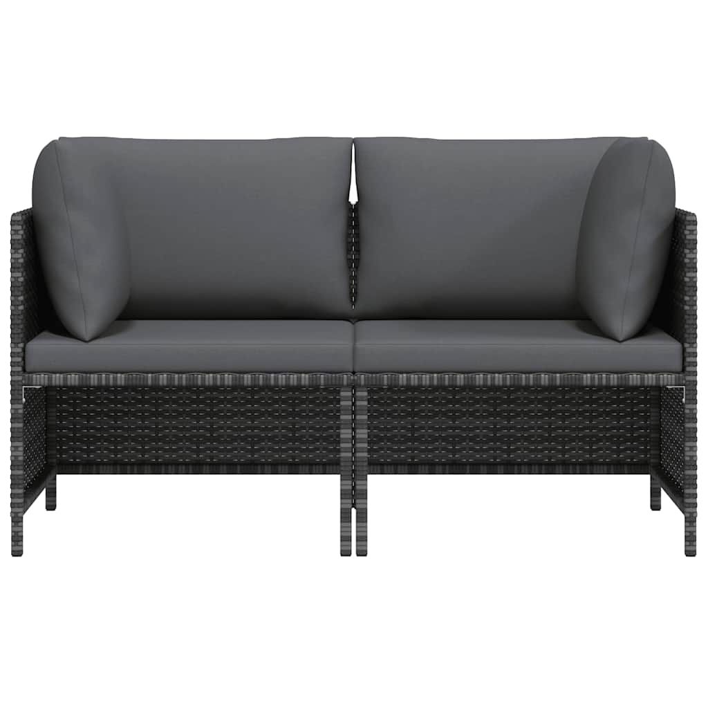 Vidaxl 2-Seater Garden Sofa With Cushions, Poly Rattan, Grey