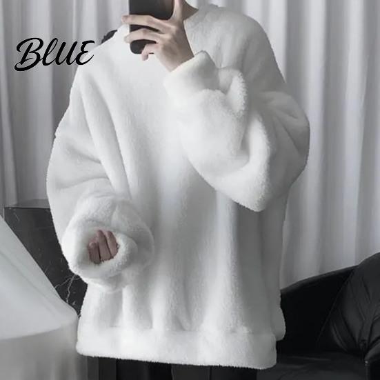 Loose Men Sweatshirt Daily Wear Cozy Winter O Neck Solid Color Top for