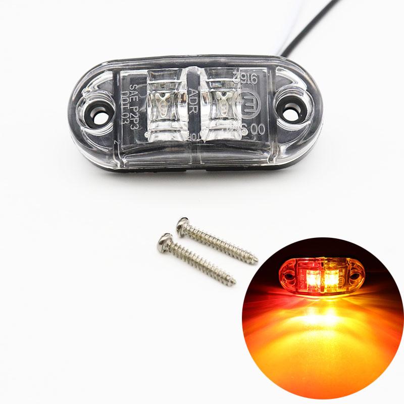 2stk 12v 24v Led sidemarkeringslys for tilhenger lastebiler Caravan Sideklaring markeringslys Lampe Led Lastebil Amber Rød Hvit 10-30V
