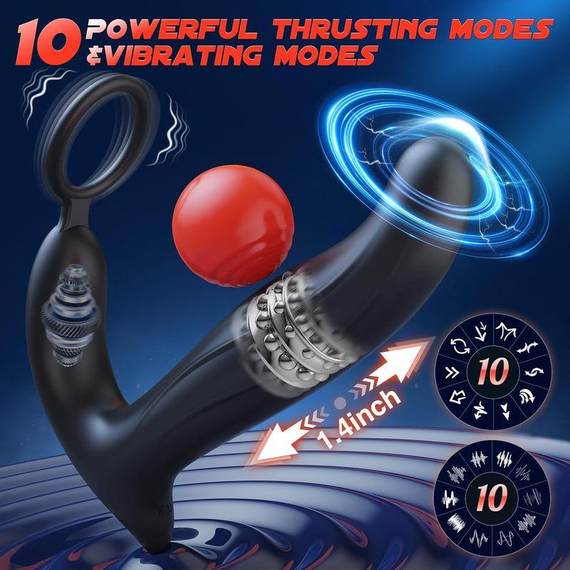 Thrusting Butt Plug for Men Prostate Massager Anal Vibrator 10 Powerful Wiggling Mode Anal Plug Prostate Stimulator Sex Toy Men