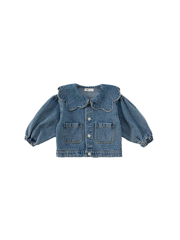 Koreanischer Stil Frühling Herbst Kinder Mädchen Jeansmantel Rüschenkragen Langarm Oberbekleidung Kinder Mode Vielseitige Kleidung