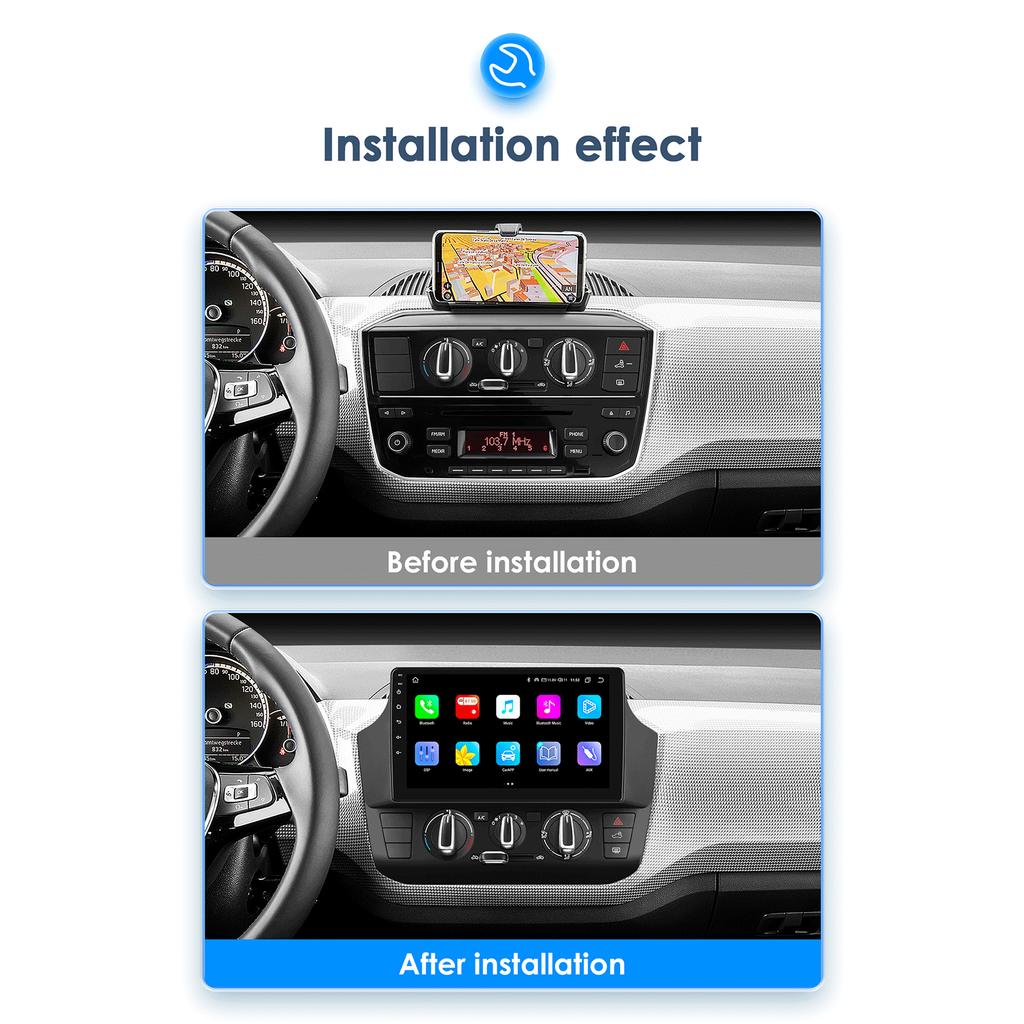 OSSURET 2Din Car Intelligent Systems Android 13 Car Radio for Volkswagen UP Manual A/C Multimedia Player Autoradio Carplay 4G RDS Carplay Bluetooth