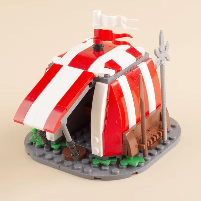 MOC Medieval Scene Building Blocks Military Camp Viking Warrior Soldiers Tent Outpost Pirate Ship Stable Castle Wall Bricks Toy