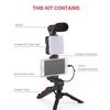 Portable Desktop Simple Phone Holder Live Streaming Microphone Tripod Kit LED Fill Light for All Smartphone Live Record Mount