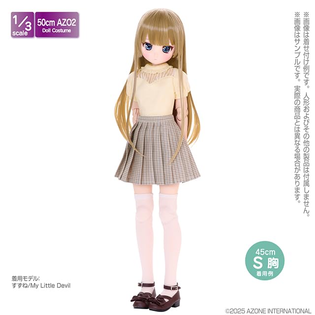 Azone International AZO2 Pleated Skirt Beige Check 1/3
