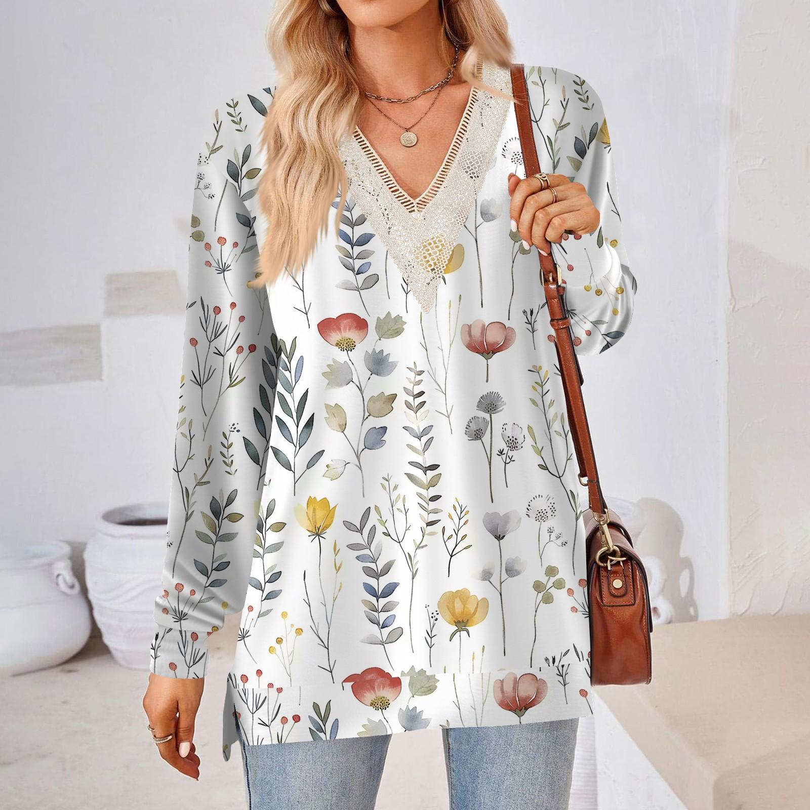 

Женские топы Свободные свободные футболки с длинными рукавами контрастного цвета и разрезом Женские топы XL белый