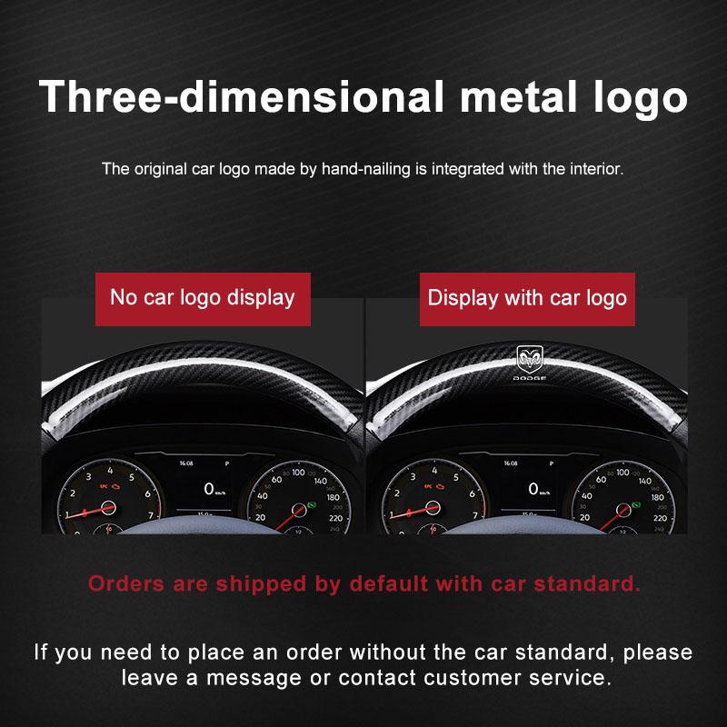 1Pcs Carbon Fiber Car Steering Wheel Cover Emblem Car Accessories for Dodge Journey Ram 1500 Dart Dakota Durango Challeager NITRO SRT Charger