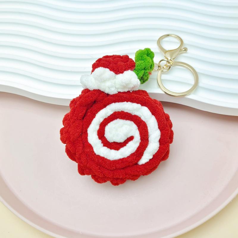Handmade Crochet Egg Roll Keychain: Cute Cartoon Ornament for Backpacks and Gifts